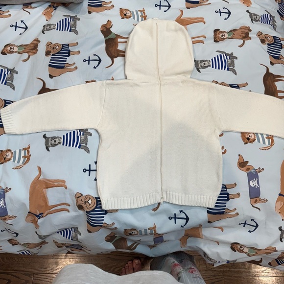 Boutique Collection Unisex white cotton baby sweater zipper up back - Picture 4 of 5